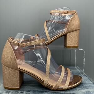 Journee Collection Sparkling Block Heels - Gold